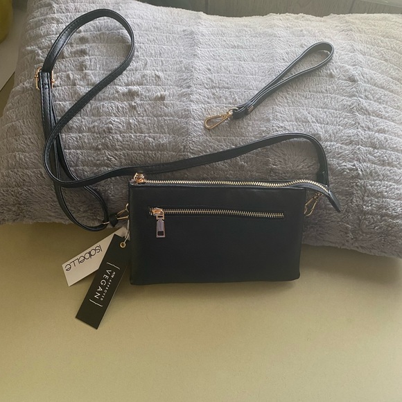 NWT ISabelle vegan leather crossbody/clutch/shoulder bag black